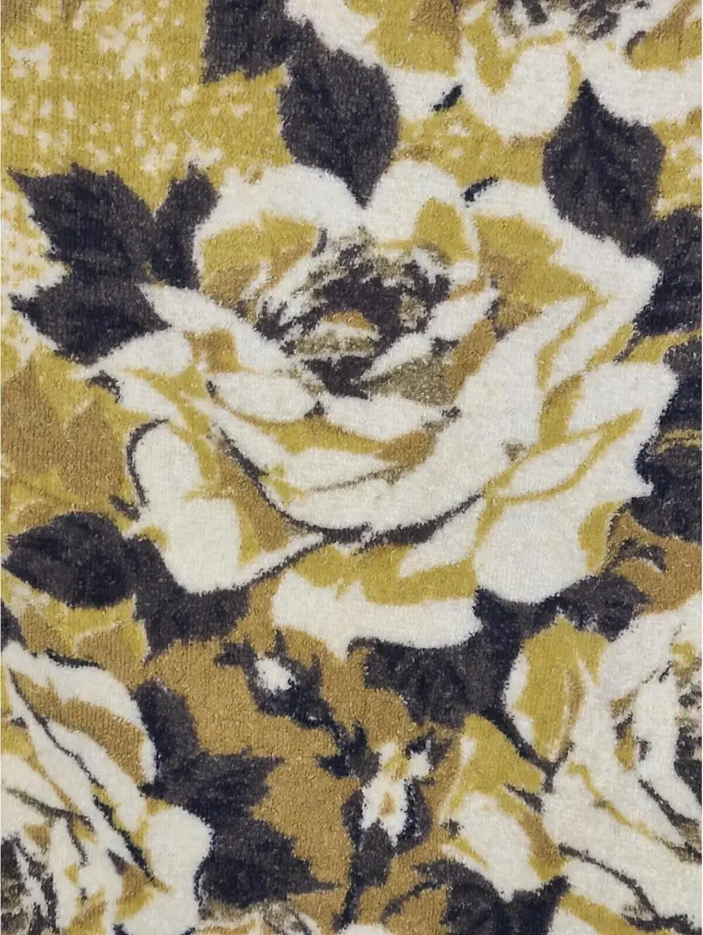 Vtg 70s Cannon Bath Towel Yellow Roses 100% Cotton Brown Tan Retro Rare Bathroom